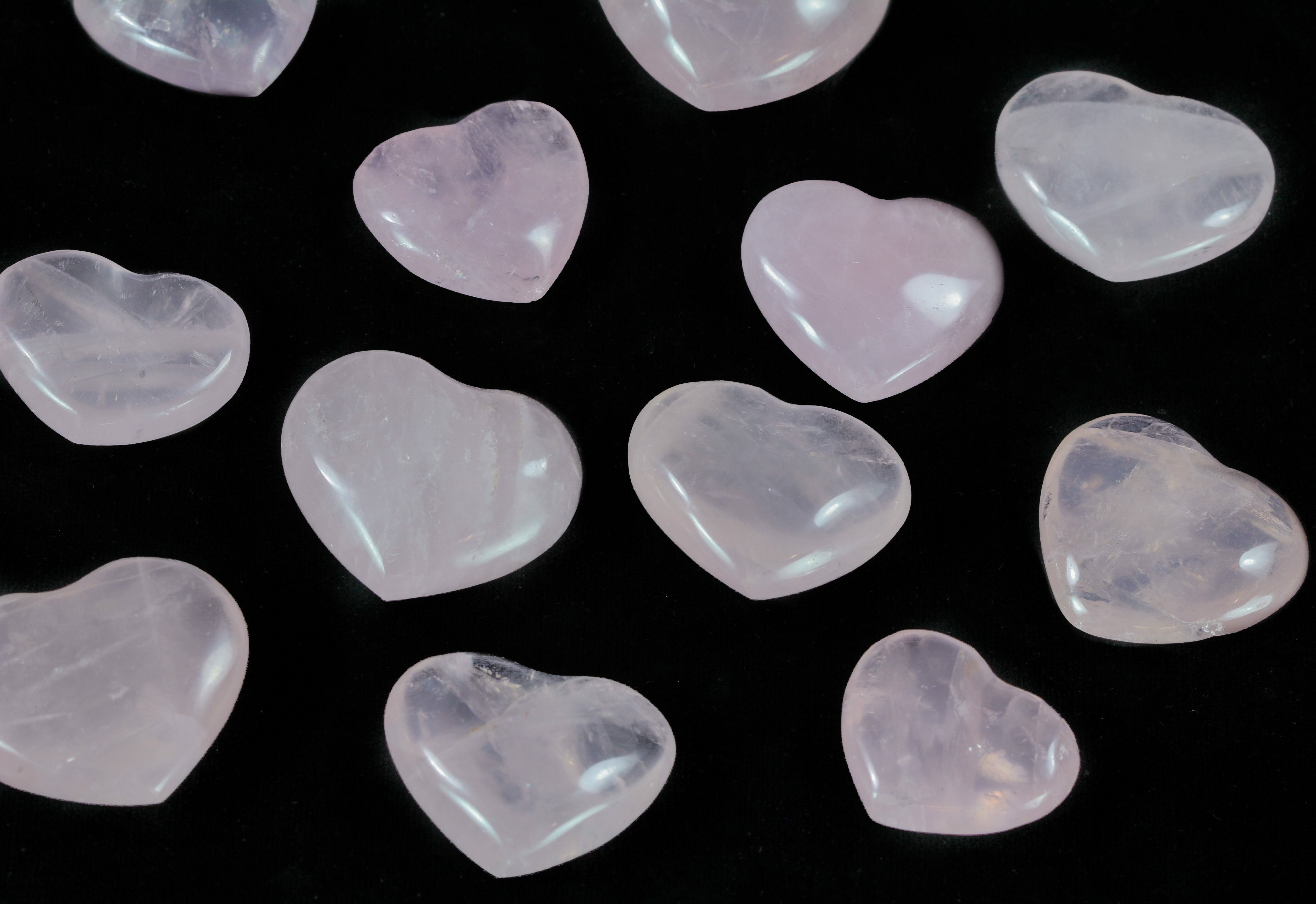 Small Polished Rose Quartz Hearts 5 Pieces For Sale
