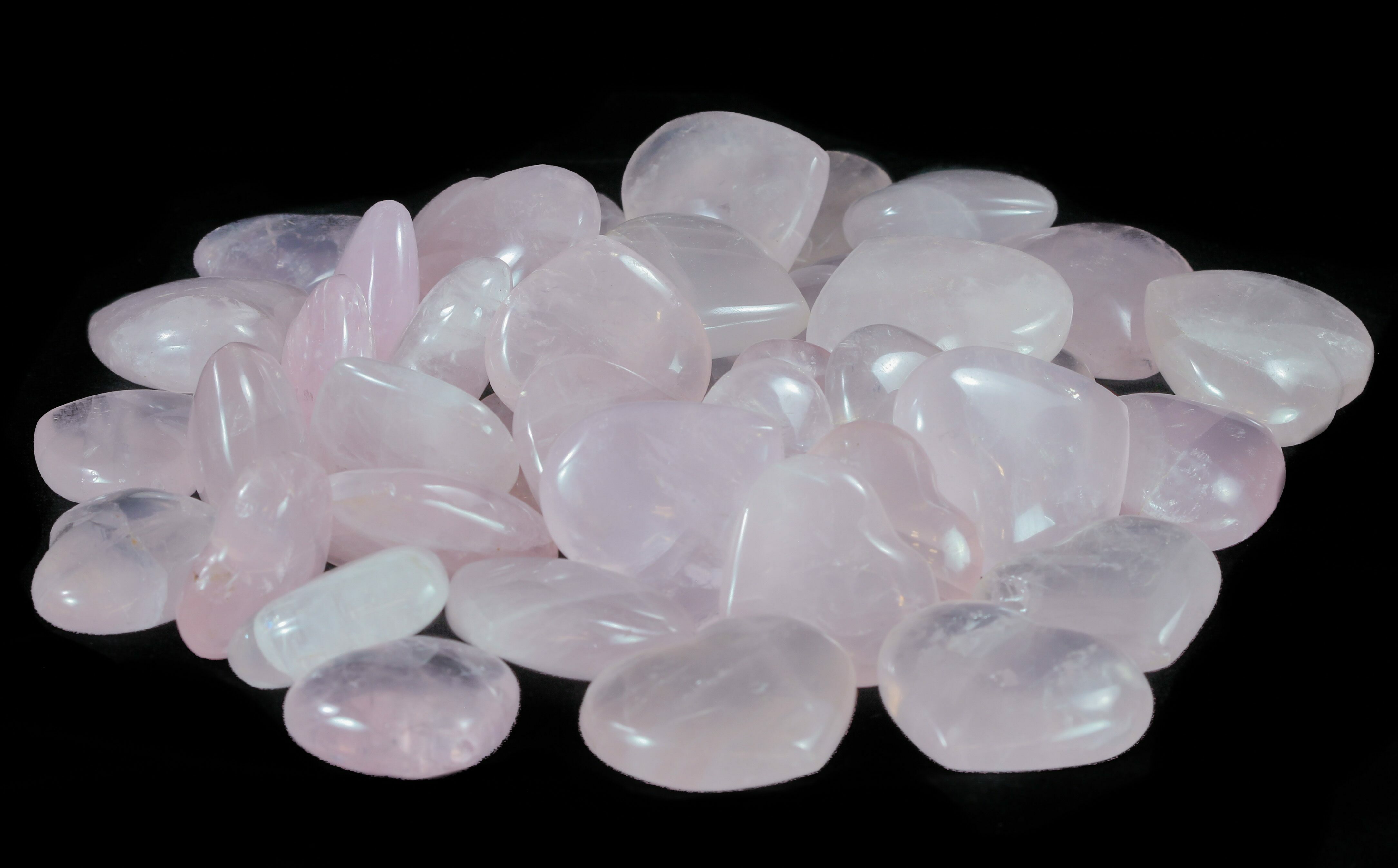 Small Polished Rose Quartz Hearts 5 Pack For Sale