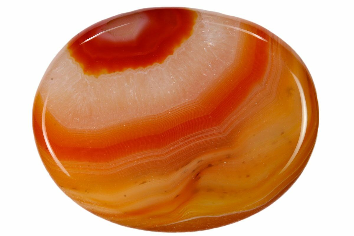 2" Polished Carnelian Agate Worry Stone For Sale