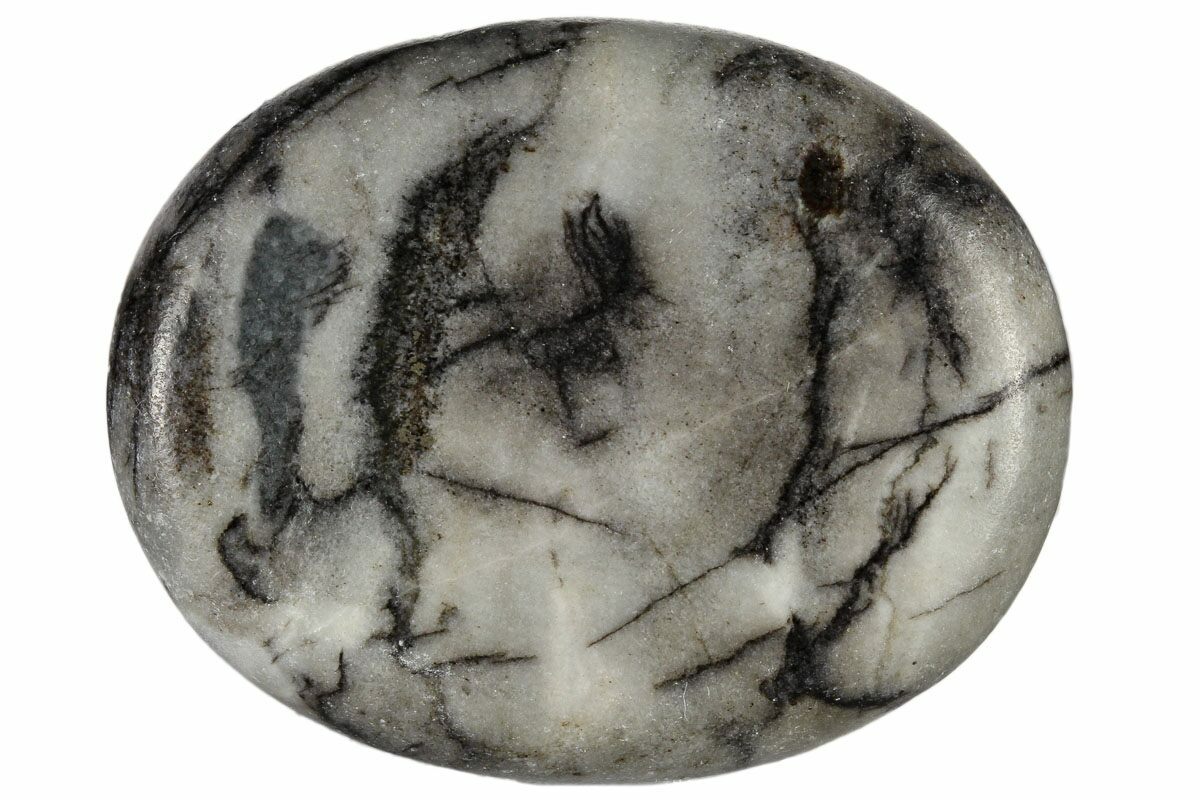 1.8" Polished Zebra Jasper Worry Stone For Sale