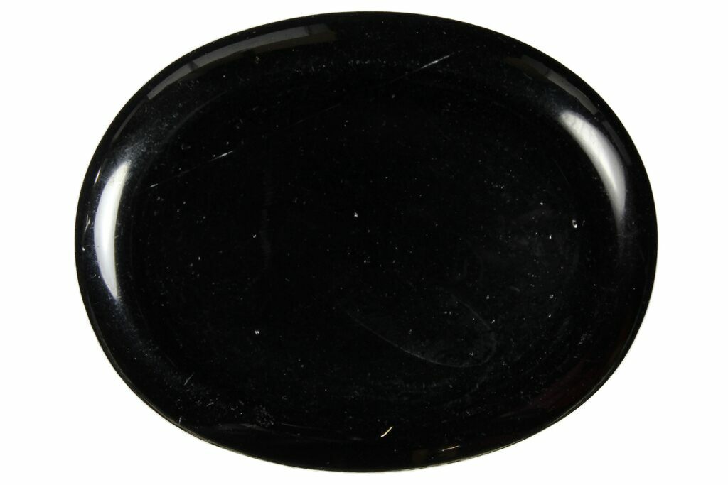 Black Obsidian Pocket Palm Stone Worry Stone, Smooth Polished Crystal 
