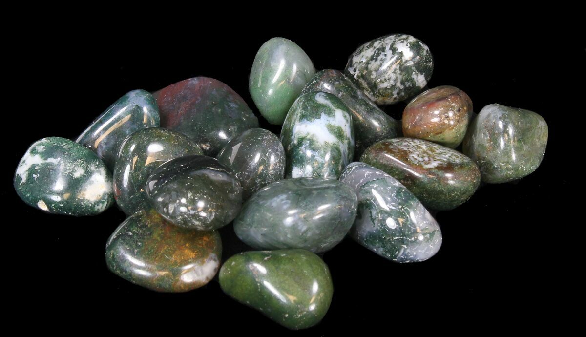 Bulk Polished Green Moss Agate - 8oz. (~ 20pc.) For Sale - FossilEra.com