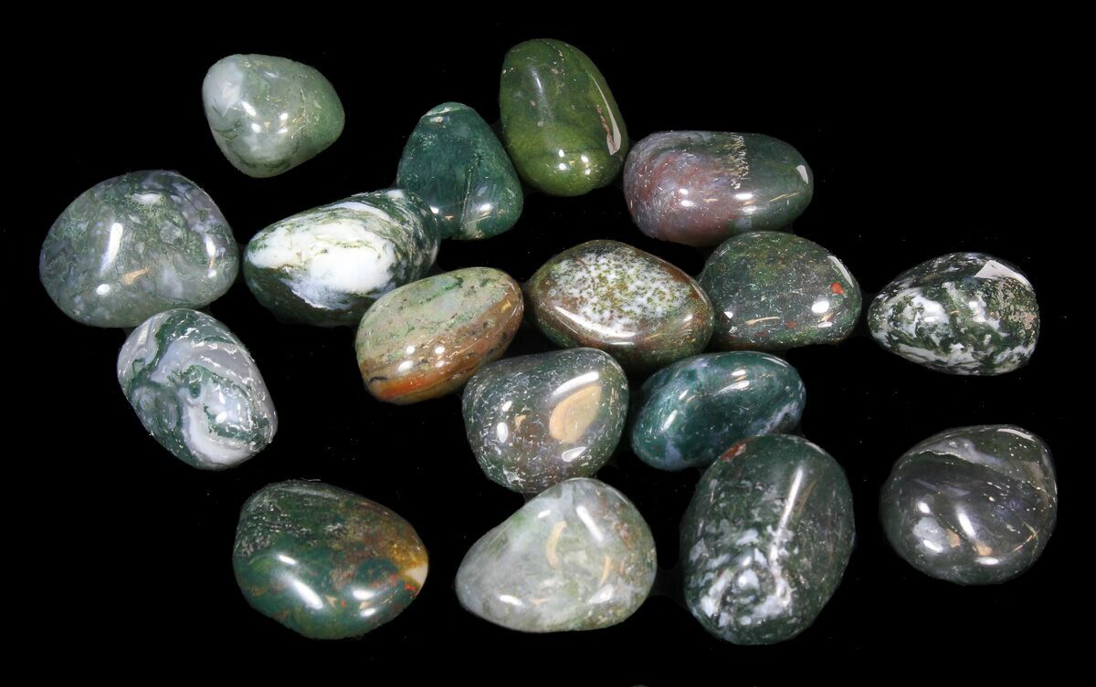 Bulk Polished Green Moss Agate - 8oz. (~ 20pc.) For Sale - FossilEra.com