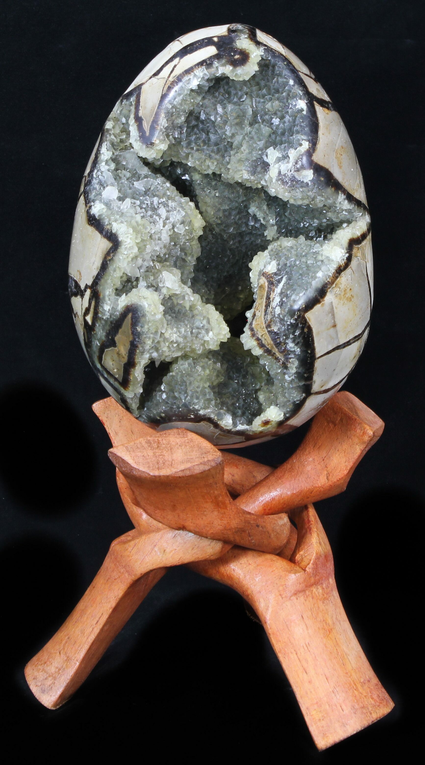 5.8" Septarian "Dragon Egg" Geode With Calcite Crystals For Sale