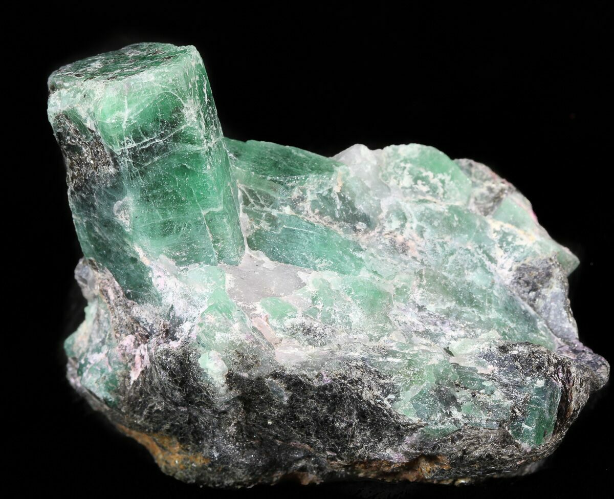 Beryl (Var Emerald) Crystal Cluster in Biotite Bahia, Brazil For