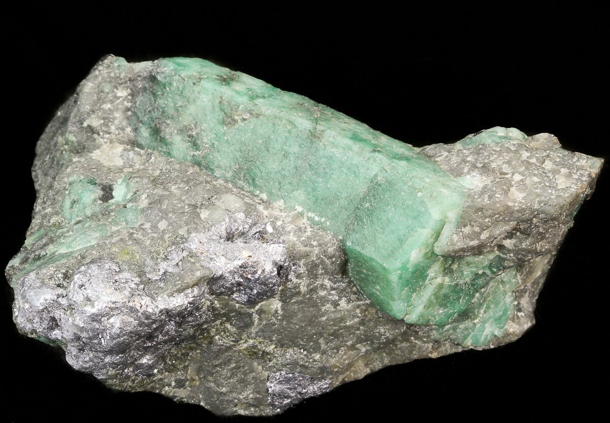 1.9" Beryl (Var Emerald) Crystal in Schist & Graphite Bahia, Brazil