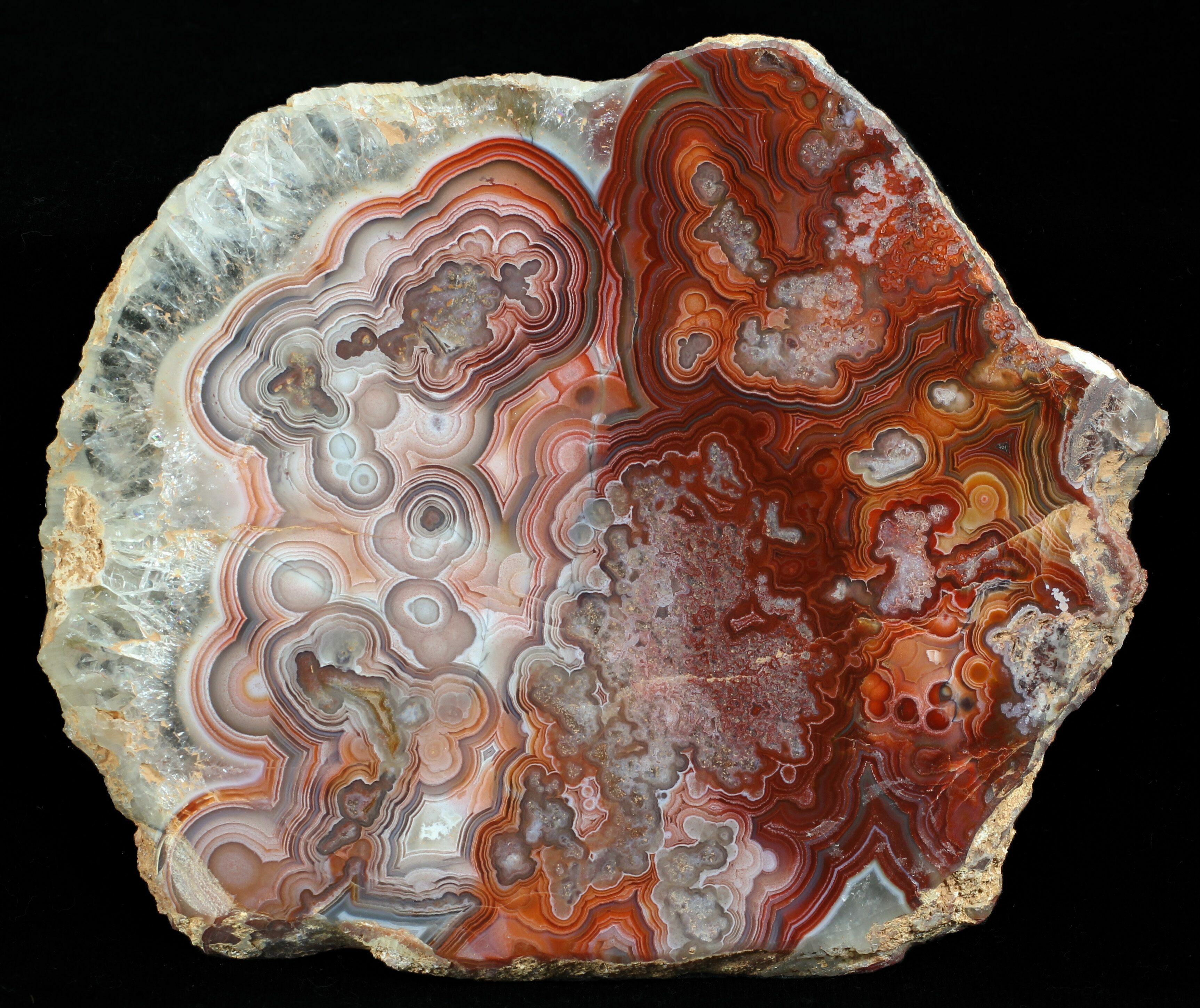 3.3" Polished, Red Crazy Lace Agate Slab Mexico For Sale (60985