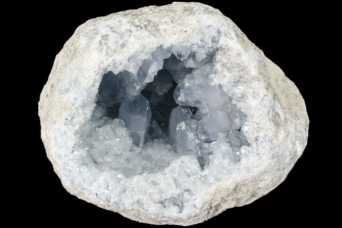 7.8" Blue Celestite Crystal Geode Madagascar For Sale (87138